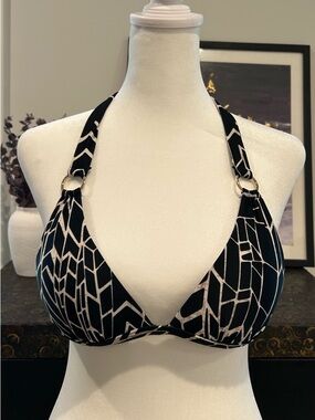 Voda Swim Push-up Geometric Halter Bikini Top | Bust Enhancing | S